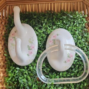 Vintage Lenape White Porcelain Towel Holder & Robe Hook Washroom Accessories